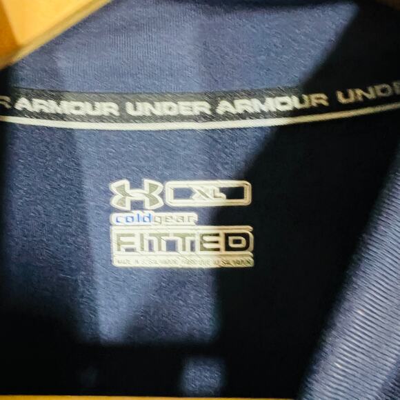Under Armour Cold Gear Fitted Athletic Top Long Sleeve Sport Casual Blue - XL - Picture 4 of 4